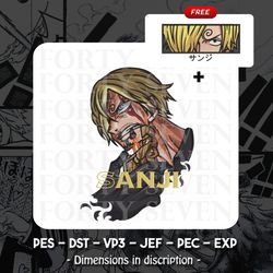sanji - one piece embroidery design