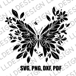 svg butterfly flower, svg png dxt pdf , svg girls ,for cricut silhouette instant download