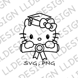 svg kitty kawaii, svg png kitty head graduation , svg kitty bow cute ,for cricut silhouette instant download