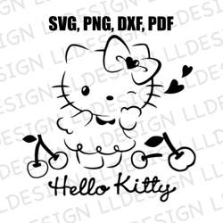 svg kitty kawaii, svg png kitty cute cherry, svg kitty bow cute ,for cricut silhouette instant download