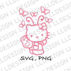 svg kitty kawaii, svg png kitty cute butterfly, svg kitty bow cute ,for cricut silhouette instant download