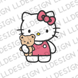 svg kitty kawaii with bear, svg png kitty headd , svg kitty bow , for cricut silhouette instant download