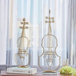 anyhouz violin sculpture instrument tabletop home decorative crafts metal