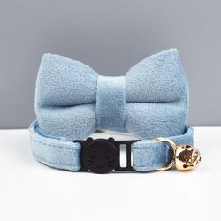 anywags cat collar light blue bow with safety buckle, bell, and durable strap stylish and comfortable pet accessor