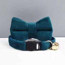 anywags cat collar navy blue bow with safety buckle, bell, and durable strap stylish and comfortable pet accessor