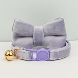 anywags cat collar light purple bow with safety buckle, bell, and durable strap stylish and comfortable pet access