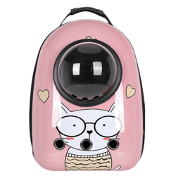 anywags pet carrier pink cat with glasses print breathable space capsule travel on the go bag for pet