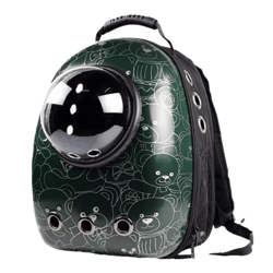 anywags pet carrier green bears print breathable space capsule travel on the go bag for pet