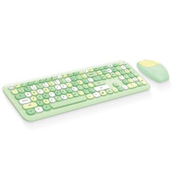 anymob bluetooth keyboard and mouse combo set colorful retro design wireless soft touch keys