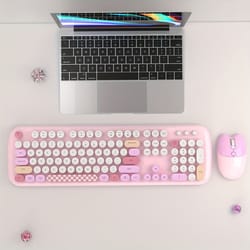 anymob bluetooth keyboard and mouse combo set retro design wireless soft touch keys