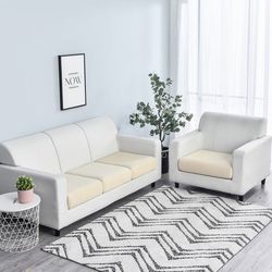 anyhouz sofa cover beige polyester thick stretchable cushion for living room 1pc