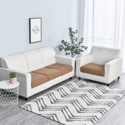 anyhouz sofa cover camel polyester thick stretchable cushion for living room 1pc