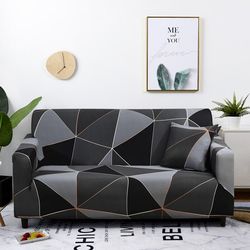 anyhouz 1 seater sofa cover gray triangular geometric style and protection for living room