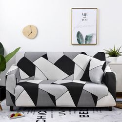 anyhouz 1 seater sofa cover black white geometric style and protection for living room