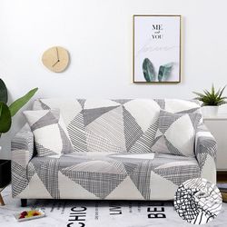 anyhouz 1 seater sofa cover white geometric style and protection for living room