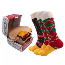 anysox 3 pairs multicolor size 5-11 cotton fashion socks with pizza sushi design
