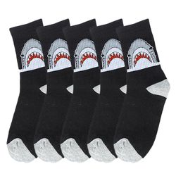 anysox 5 pairs size 4-9 fashion midcalf socks knitted shark print
