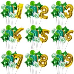 anyparty balloons green gold 32inch number set dinosaur theme party decor