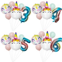 anyparty balloons rainbow 32inch number set round unicorn theme party decor