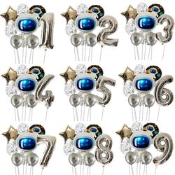 anyparty balloons silver 32inch number set outer space astronaut theme party decor