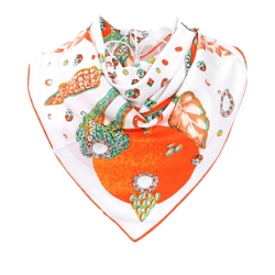 anyyou scarf for women orange leaves diamond pattern fashion