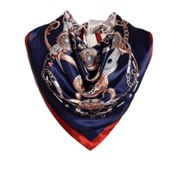 anyyou scarf for women red and dark blue printed polyester