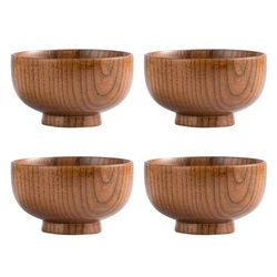 anygleam brown 4pcs wooden bowls food kitchen tableware
