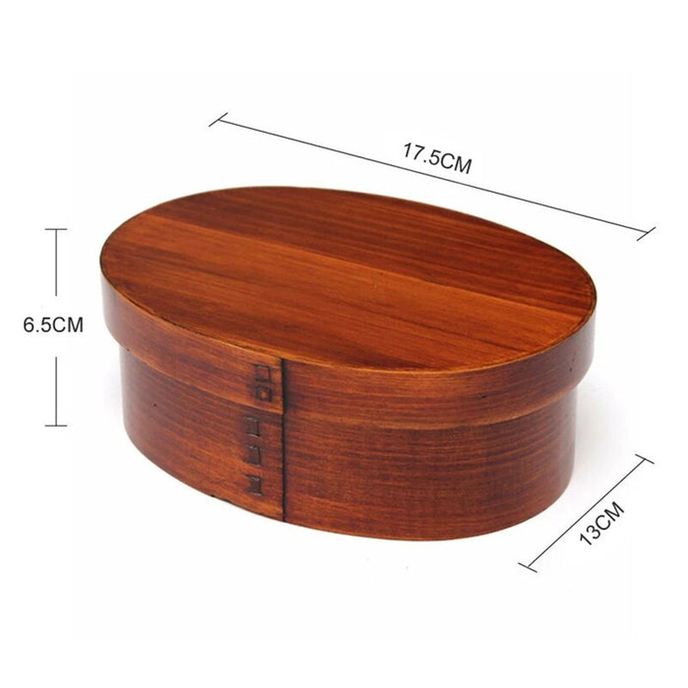 Anygleam Brown Wooden Bento Lunch Box Food Kitchen Tableware 1