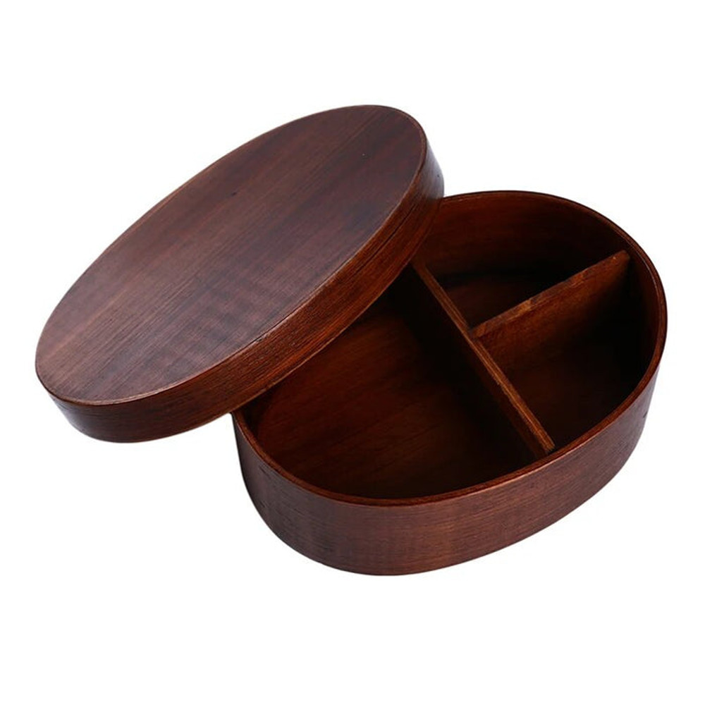 Anygleam Brown Wooden Bento Lunch Box Food Kitchen Tableware 4