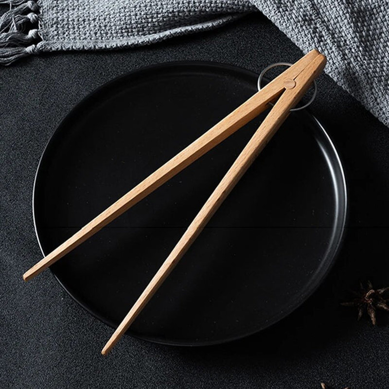 Anygleam Natural Wood 3pcs Wooden Tong Food Kitchen Tableware 5