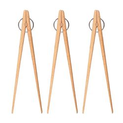 anygleam natural wood 3pcs wooden tong food kitchen tableware