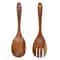 Anygleam Brown 2pcs Wooden Spoon Fork Ladle Kitchen Tableware 0