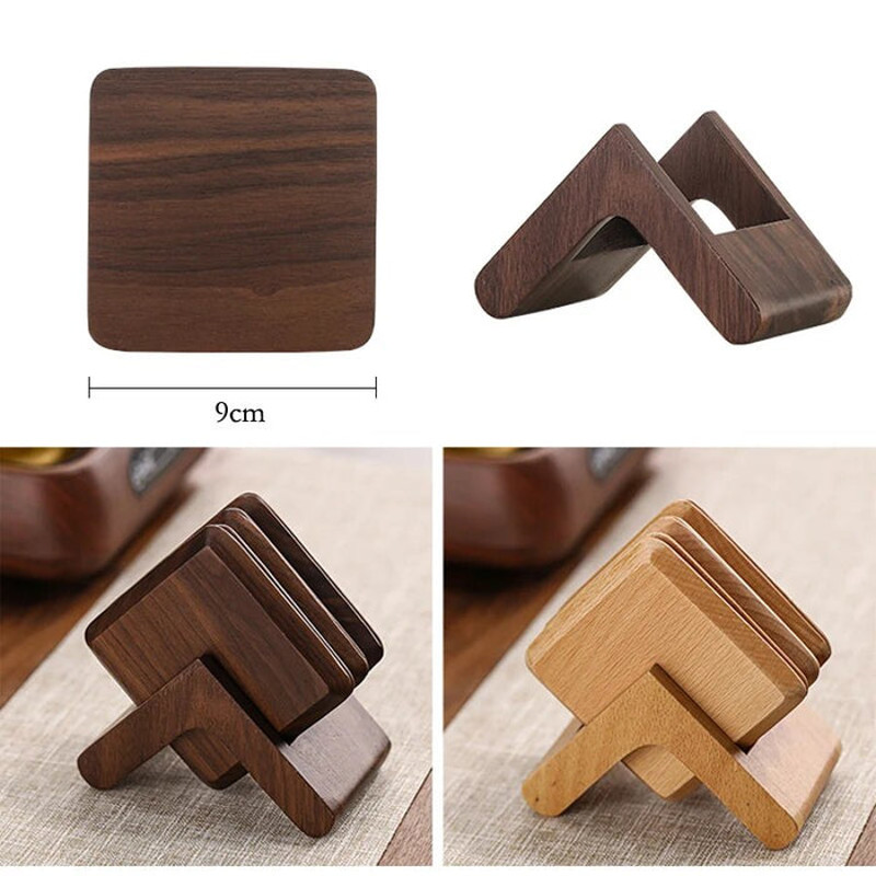 Anygleam Natural 6pcs Wooden Coasters Cup Kitchen Tools Accessories 2