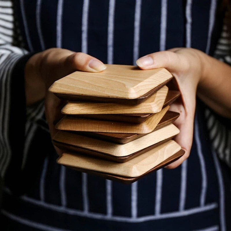 Anygleam Natural 6pcs Wooden Coasters Cup Kitchen Tools Accessories 3