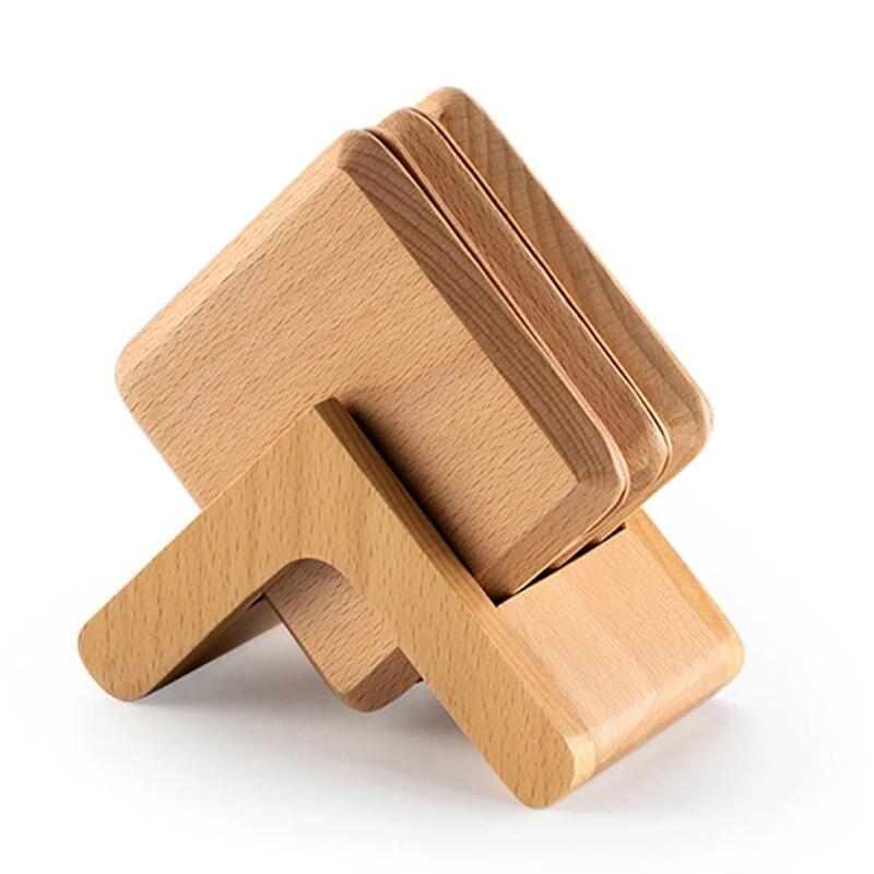 Anygleam Natural 6pcs Wooden Coasters Cup Kitchen Tools Accessories 0