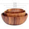 Anygleam Brown 3pcs Wooden Bowl Set Food Kitchen Tableware 1