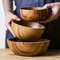 Anygleam Brown 3pcs Wooden Bowl Set Food Kitchen Tableware 5
