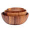 Anygleam Brown 3pcs Wooden Bowl Set Food Kitchen Tableware 0