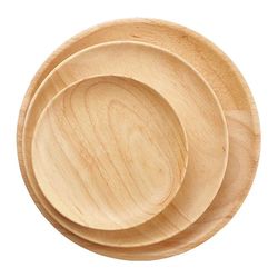 anygleam natural wood 3pcs round wooded plates food kitchen tableware
