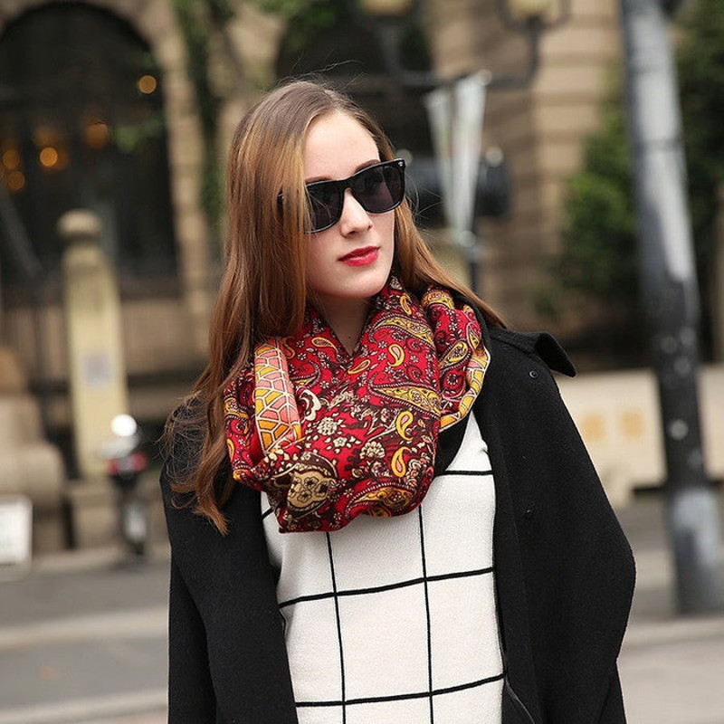 Anyyou 100 Pure Merino Wool Brown Poncho Winter Large Scarf 1