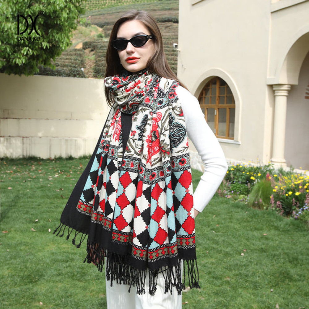 Anyyou 100 Pure Merino Wool Mixcolor Poncho Winter Large Scarf 3