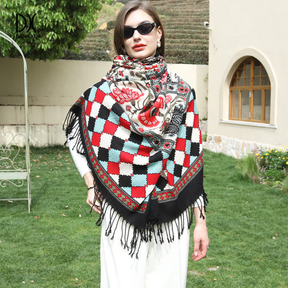 Anyyou 100 Pure Merino Wool Mixcolor Poncho Winter Large Scarf 5