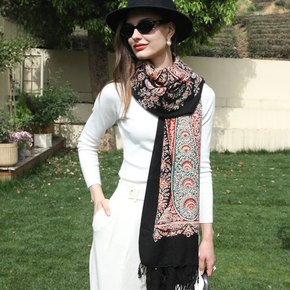 Anyyou 100 Pure Merino Wool Pink Poncho Winter Large Scarf 2