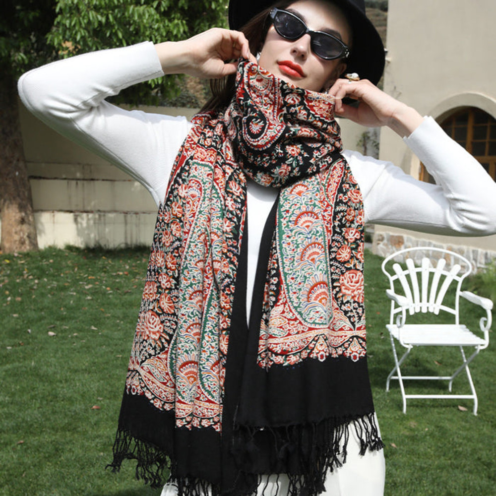 Anyyou 100 Pure Merino Wool Pink Poncho Winter Large Scarf 3