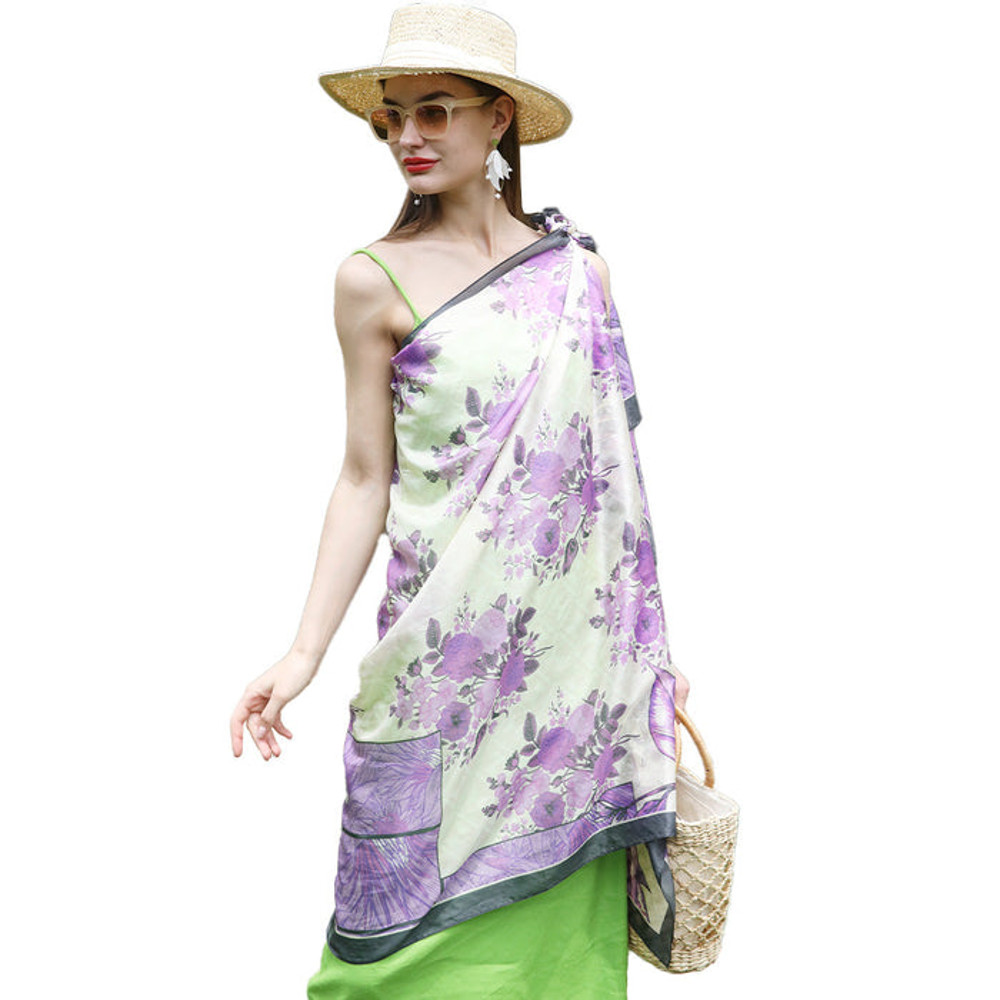 Anyyou 100 Mulberry Silk Lavender Long Scarf Luxury Brand 0