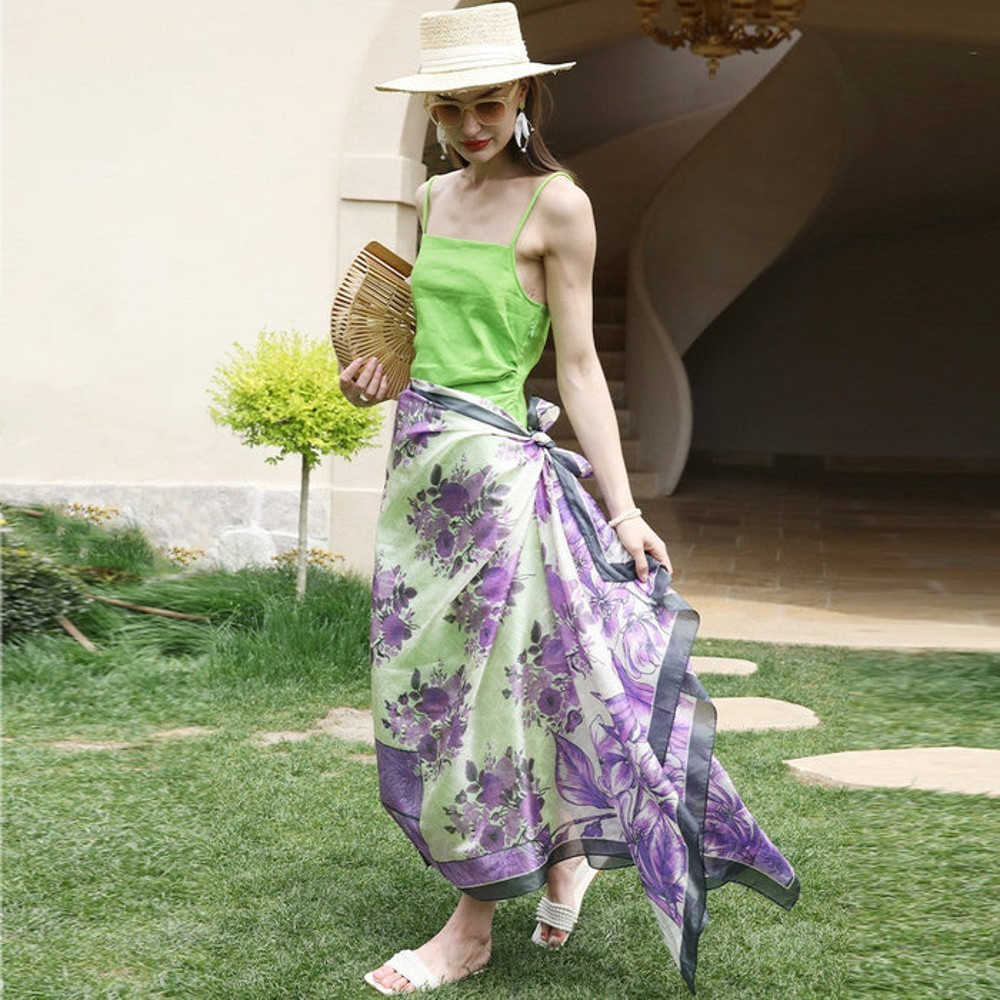 Anyyou 100 Mulberry Silk Lavender Long Scarf Luxury Brand 1