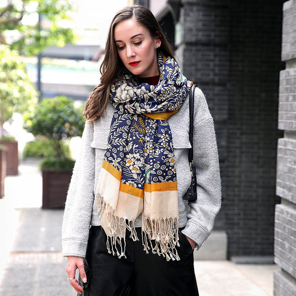 Anyyou 100 Pure Merino Wool Yellow Poncho Winter Large Scarf 7