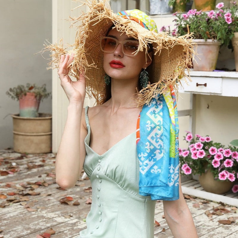 Anyyou 100 Mulberry Silk Aqua Blue Long Scarf Luxury Brand 5