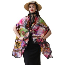 anyyou 100% mulberry silk multicolor long scarf luxury brand women beach