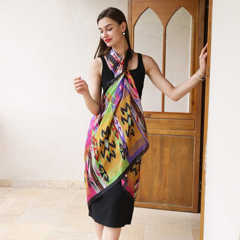 Anyyou 100 Mulberry Silk Multicolor Long Scarf Luxury Brand Women Beach 1